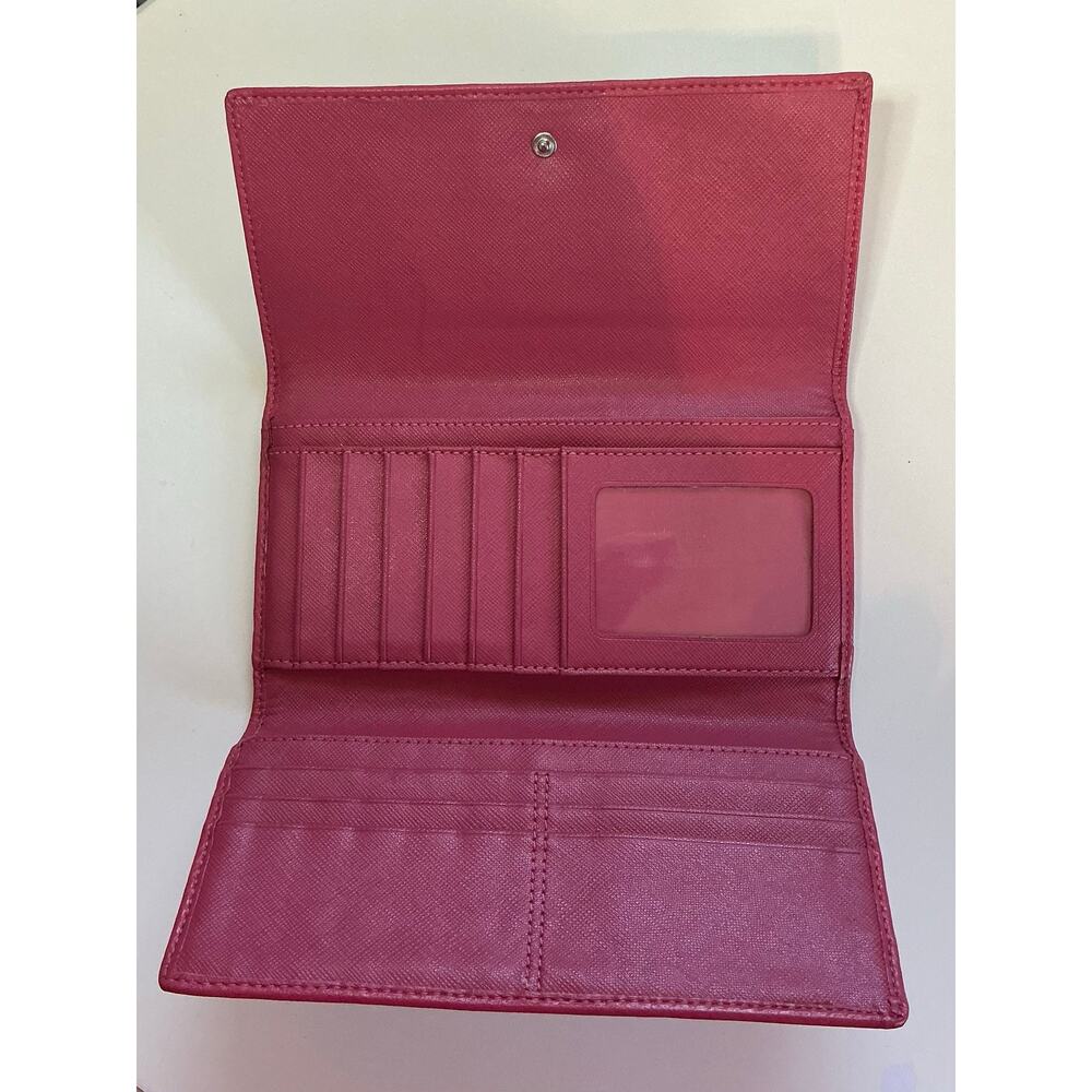 Coach Signature Stripe Canvas & Pink Leather Trifold Wallet Retail $258 GUC-EUC - Picture 5 of 16